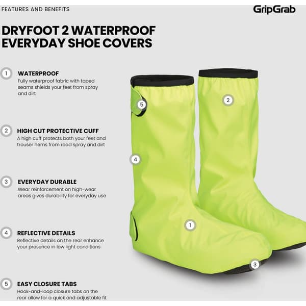 Gripgrab Dryfoot 2 Wp Everyday Skoovertræk Gul EU 38-39 Mand