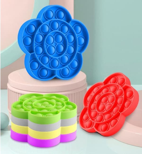 Popit Fidget Pop It Flower 4 farver Röd