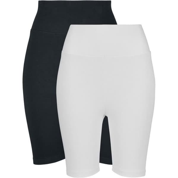 Kort Cyklist Dam - Urban Classics - Hög Midja - Paket med 2 - Svart/Vit - 95% Bomull