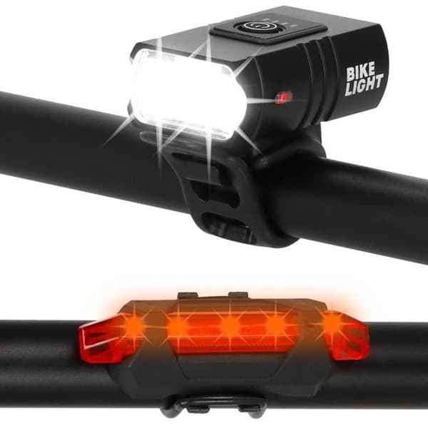 SPRINGOS® Bike Light Kit - Fram och Bak - USB Uppladdningsbar - Svart