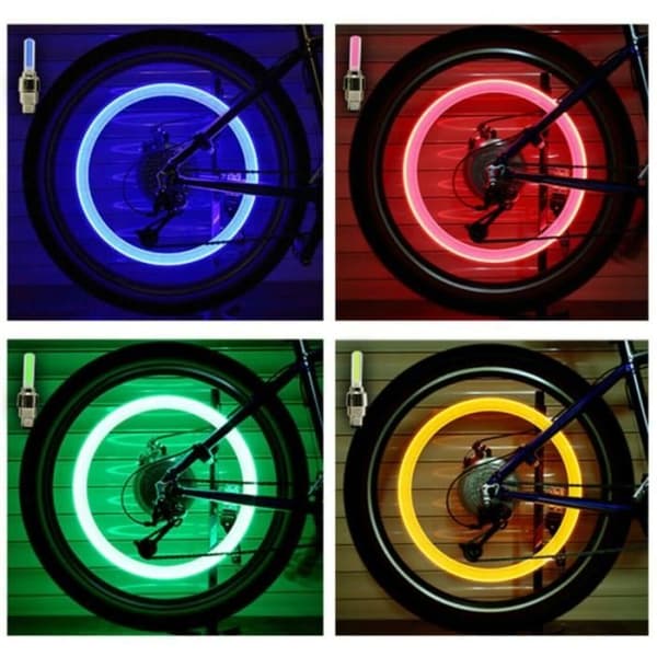 Framlykta för cykel, röd - Däckventilkåpa, LED-hjulljus för bil, motorcykel, cykel, neonlampa, 2 st