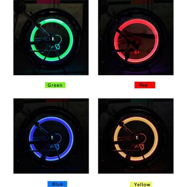 Framlykta för cykel, grön - batterifria LED-ljus för mountainbike, däckventilkåpor, hjulekrar, Bl01
