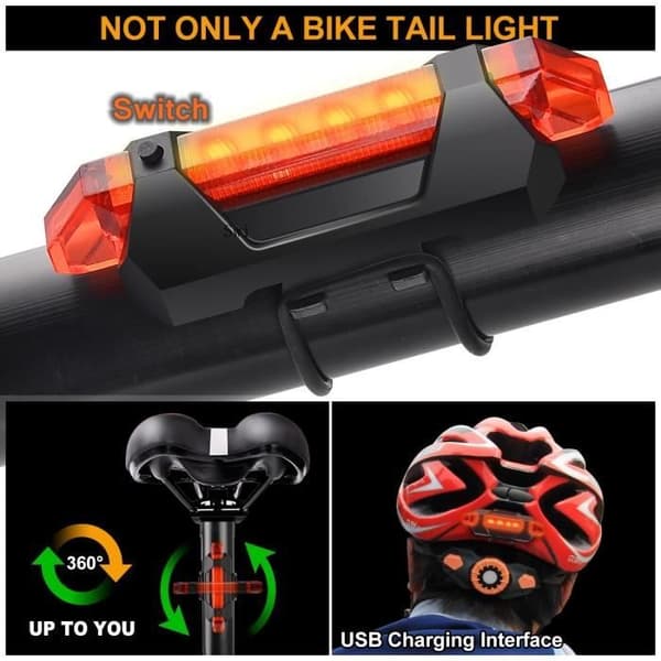 Wotumeo® LED Cykelljus Cykelljus Belysning Fram och Bak Strålkastare USB Uppladdningsbar LED Strålkastare MTB Lampa