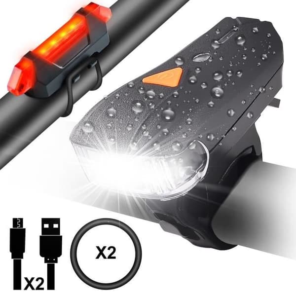 Wotumeo® LED Cykelljus Cykelljus Belysning Fram och Bak Strålkastare USB Uppladdningsbar LED Strålkastare MTB Lampa