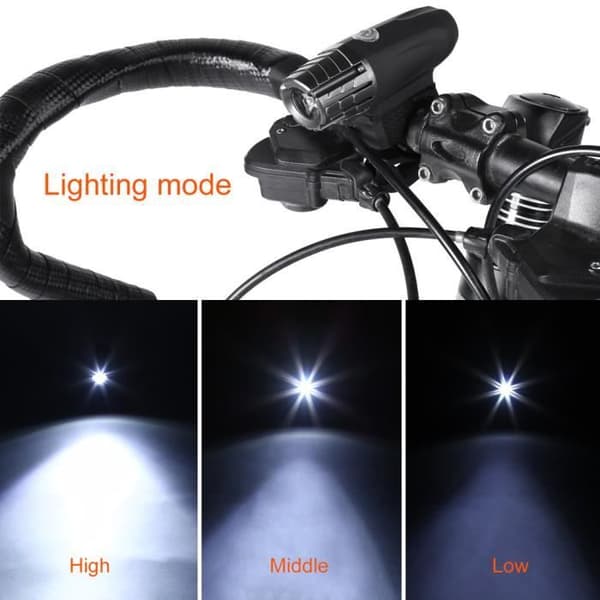 OUTAD ultrakraftfull LED-frontbelysning - USB uppladdningsbar - För mountainbikes - Svart