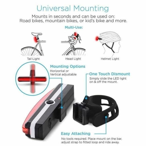 LED-cykelbakljus USB uppladdningsbar cykellampa - Ultraljusrött bakljus Lätt att installera
