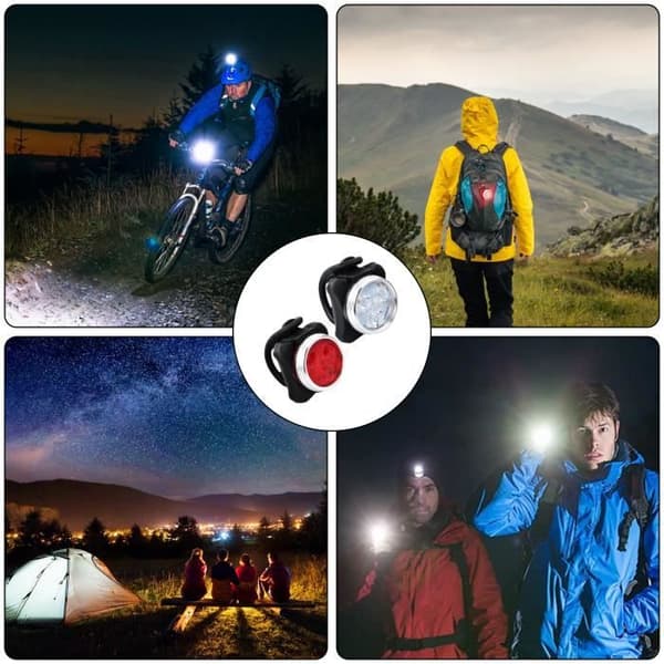 Cykelljusset Kraftfull LED-cykellampa Uppladdningsbar fram och bak cykellampa - 2 USB-kablar ingår