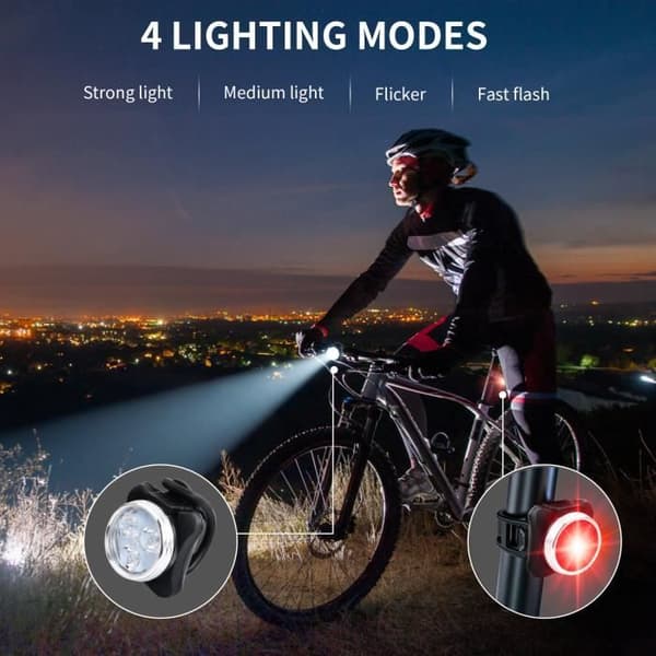 Cykelljusset Kraftfull LED-cykellampa Uppladdningsbar fram och bak cykellampa - 2 USB-kablar ingår