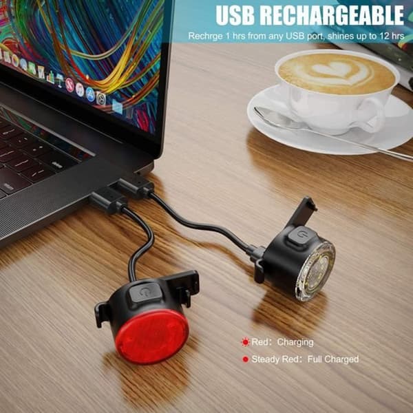 Cykelljusset USB uppladdningsbart frontljusset IPX5 Vattentät LED-ljus med 6 ljusstyrkalägen