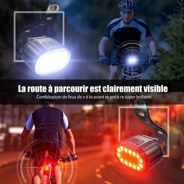 LED-cykelljus, USB-uppladdningsbara fram- och bakljus, IPX5 vattentäta LED-cykelljus, strålkastare med dubbla pärlor