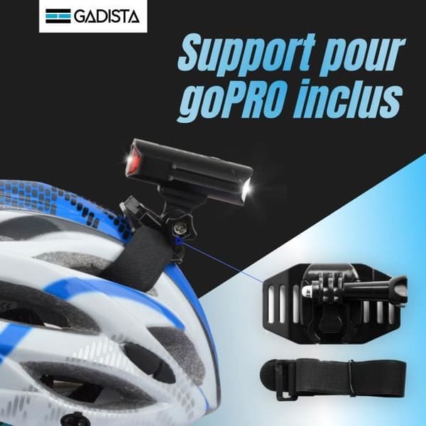 Aluminium främre och bakre cykelljusset - GADISTA - 2IN1 600 Lumen - USB Uppladdningsbar - Vattentät IP65