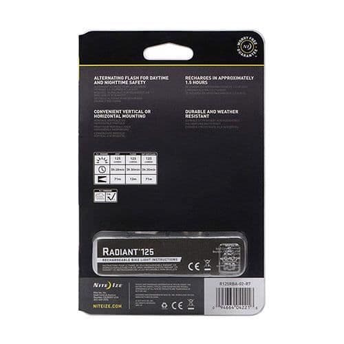 nite ize radiant 125 lampada ricaricabile per bici - bianca