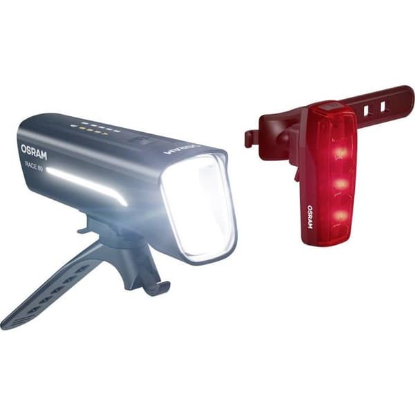 OSRAM Cykelbelysningskit RACE 80 SET LED med batteri svart