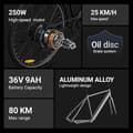 Miniatyrbild 2 av 6: DYU Stroll 1 Silver E-Cykel 27,5, med däck 700 x 38C CST, avtagbart batteri 36V 9Ah, 250W, 25km/h