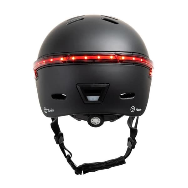 Hjälm med LED Fram Bak Bluetooth-kontroll L svart