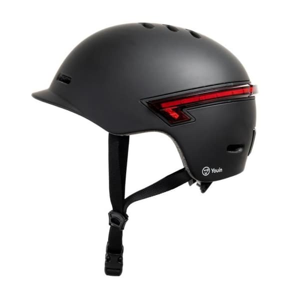 Hjälm med LED Fram Bak Bluetooth-kontroll L svart
