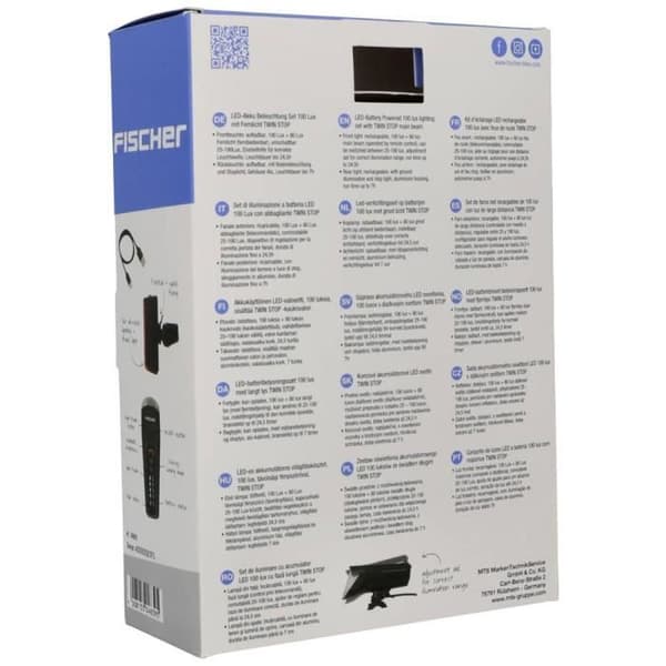 FISCHER FAHRRAD Cykelljusset PLUS 100/130 Fernlight + TWIN STOP LED svart