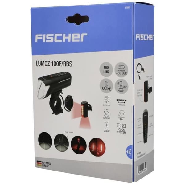 FISCHER FAHRRAD Cykelljusset PLUS 100/130 Fernlight + TWIN STOP LED svart