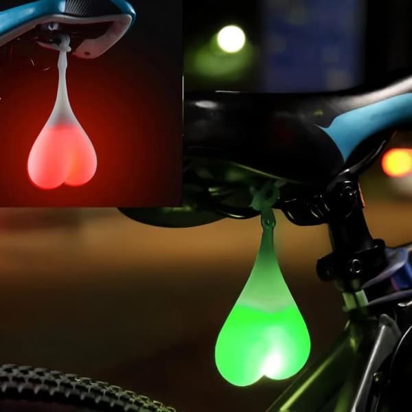 Bakljus för cykel, 2 st varningslampor, LED ägglampa för natt, vattentät - Röd, Grön