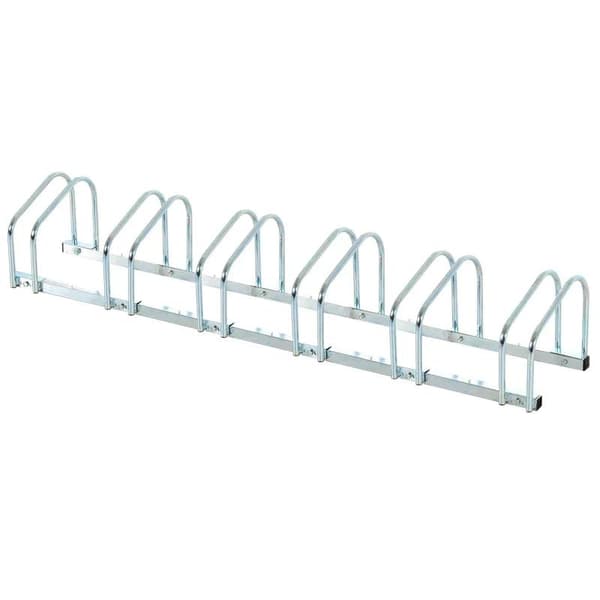 Rootz Cykelställ - Cykelställ för 6 cyklar - Väderbeständigt - Vägg- eller golvmontering - Stål - Silver - 179 x 33 x 27 cm