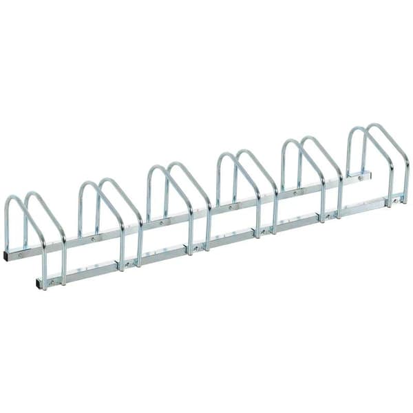 Rootz Cykelställ - Cykelställ för 6 cyklar - Väderbeständigt - Vägg- eller golvmontering - Stål - Silver - 179 x 33 x 27 cm