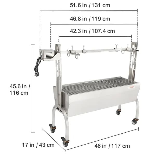 Rotisserie Grill, rostfritt stål, huva med lock