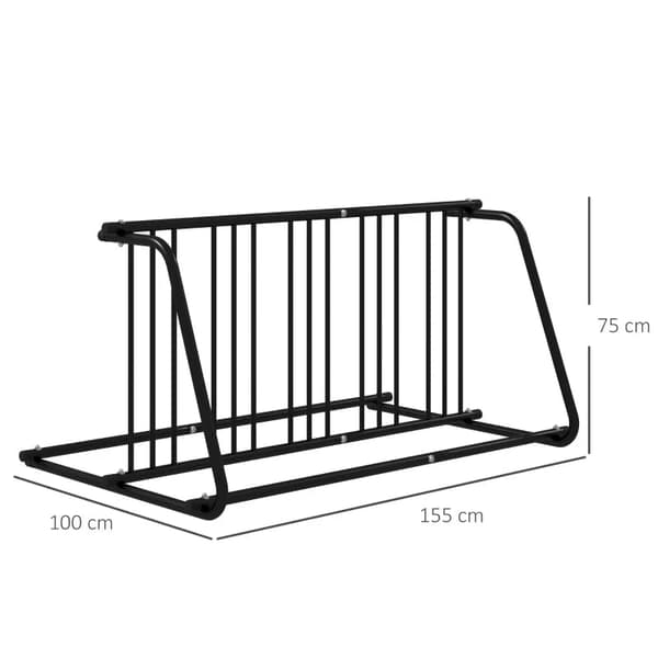 Rootz Cykelstativ - 4 cykler - Vejrbestandig - Ekstra Holder - Stål - Sort - 155 X 100 X 75 Cm