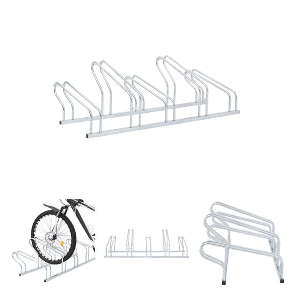 The Living Store Cykelställ för 5 cyklar fristående galvaniserat stål - Cykelställ & cykelförvaring