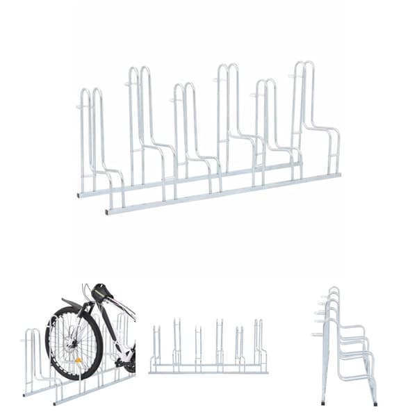The Living Store cykelstativ til 6 cykler fritstående galvaniseret stål - Cykelstel & -opbevaring