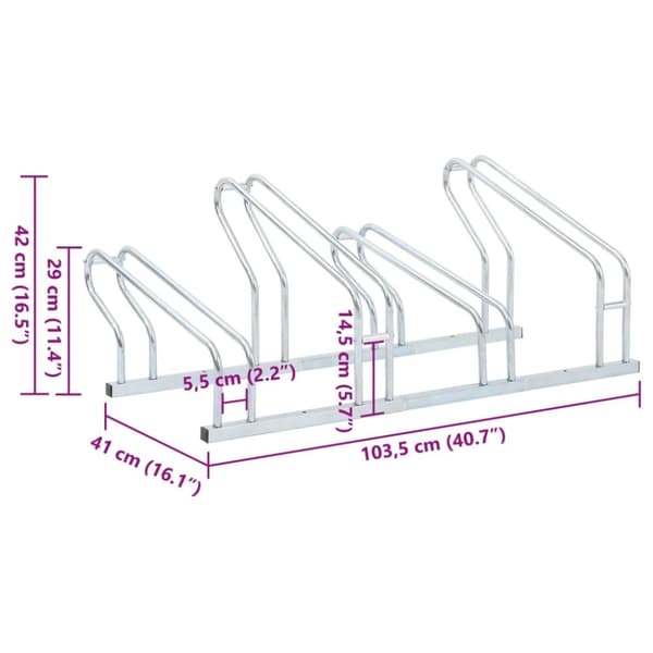 The Living Store cykelstativ til 4 cykler fritstående galvaniseret stål -  Cykelstel & -opbevaring