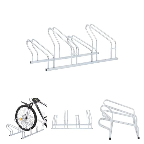The Living Store cykelstativ til 4 cykler fritstående galvaniseret stål -  Cykelstel & -opbevaring