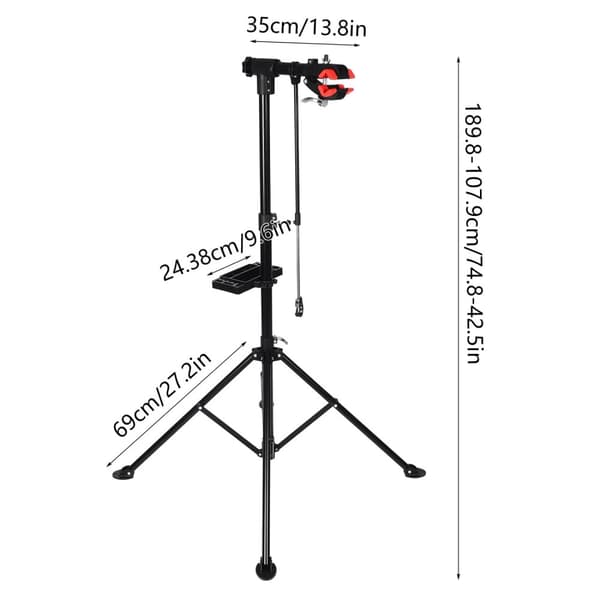 Cykelreparationsstand, justerbar højde 42,48-74,72 tommer, understøtter 110,23 lbs,sort