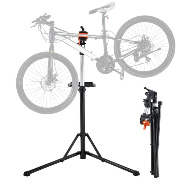 66 lbs kapacitet hopfällbart cykelreparationsställ med 360° svängbar klämma, magnetisk verktygsbricka, 1020-1600mm justerbar höjd