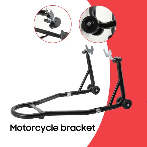 Motorcykelunderhållsbracket, 500 kg lastkapacitet, justerbara gaffelhuvuden, kraftig stålkonstruktion