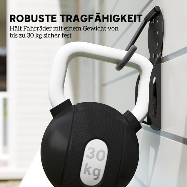 Cykelväggfäste Set, 4er Set, 25.5x10.5x4 cm, Svart