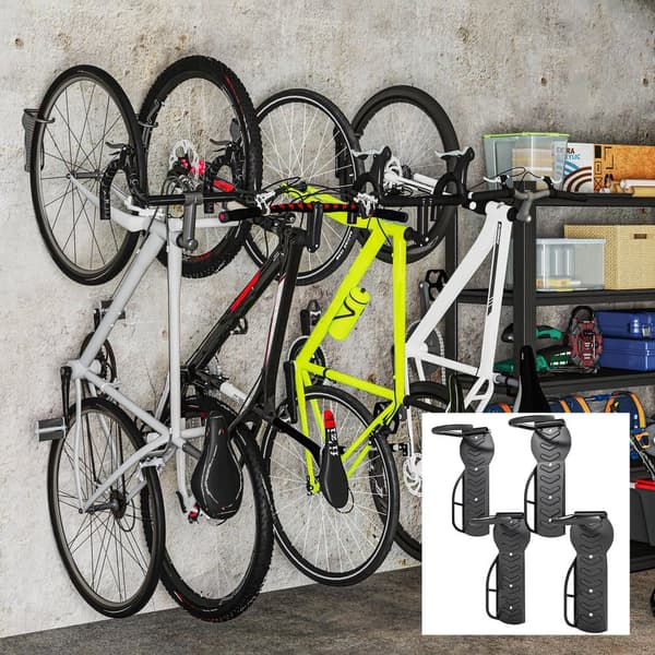 Cykelväggfäste Set, 4er Set, 25.5x10.5x4 cm, Svart