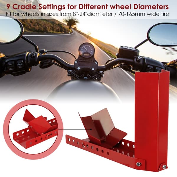 Motorcykel hjullås för framdäck - Stål - Rocker Stand Motorcykelstativ röd montering 3X