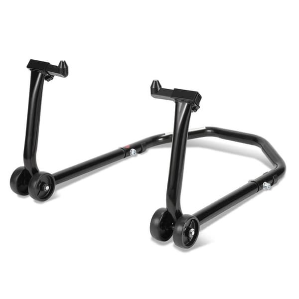 Främre lyftstöd med 4 hjul och justerbar arm från 24 till 36 CM, stöds av robust stålrör 65 x 40x 35 CM (svart)