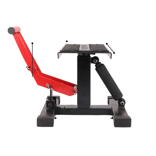 Hydraulinen moottoripyörätuki, maksimaalinen kuormitus 450 kg, säädettävä korkeus 24,5 cm - 40 cm, liukumaton muotoilu,musta