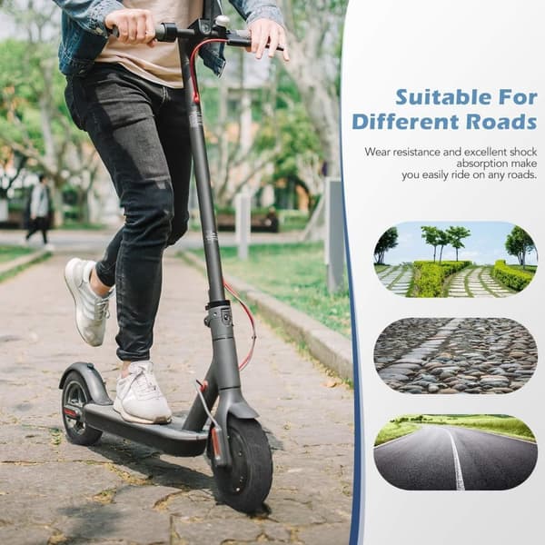 INF 2-pak 8,5 tommer hult massivt dæk til Xiaomi M365 elektrisk scooter med koben Sort