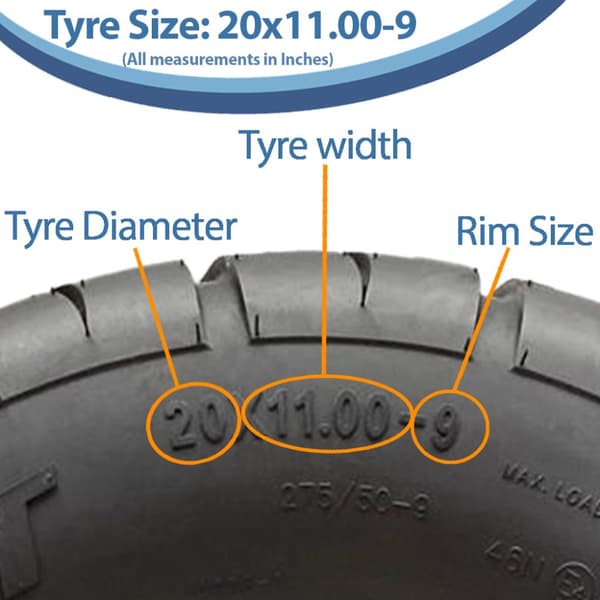 20x11.00-9 (275/50-9) OBOR Beast 6ply slanglösa däck 46N väglagliga (set om 4)