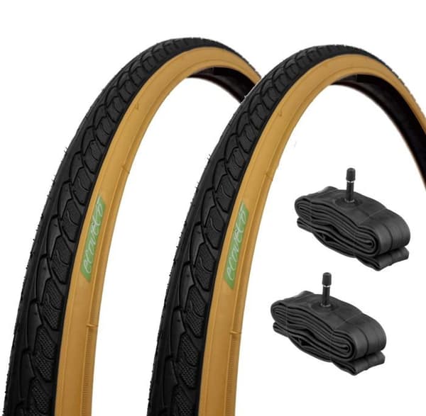 Däck - rörformigt - innerslang Ecovelo Set med 2 svarta däck Para 700 x 35 C + amerikanska slangar Vuxen unisex, 28