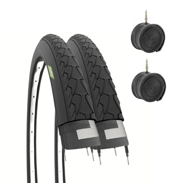 Däck - rörformigt - innerslang Ecovelo - EBA28NGE - 2 grusdäck 700 x 35 Vuxen unisex, svart, 700x35 C