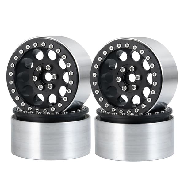 Aluminium Beadlock-fälgar, storlek 22 tum, kompatibla med Axial Wraith 90048., Orange 4 st Black 4PCS