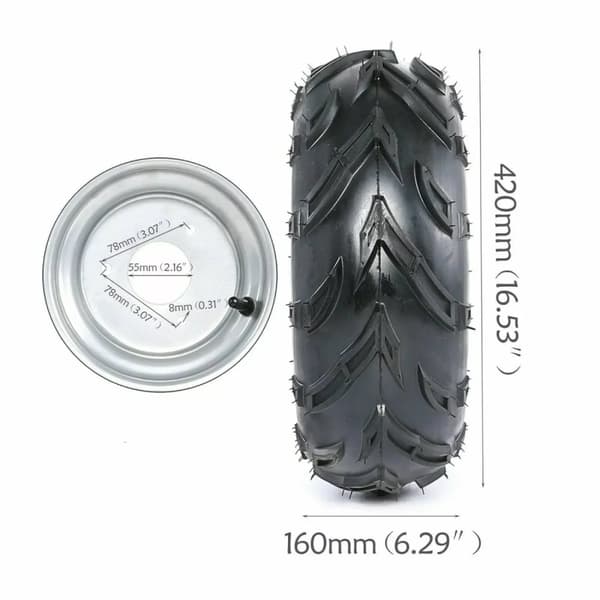 7 16X8-7 Hjulfælg Dæk, Tubeless Design, Holdbar Konstruktion, Perfekt til Go-Karts