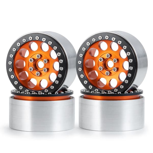 Alumiiniset Beadlock-vanteet, 22 tuuman koko, yhteensopivat Axial Wraith 90048:n kanssa., Oranssi 4 kpl