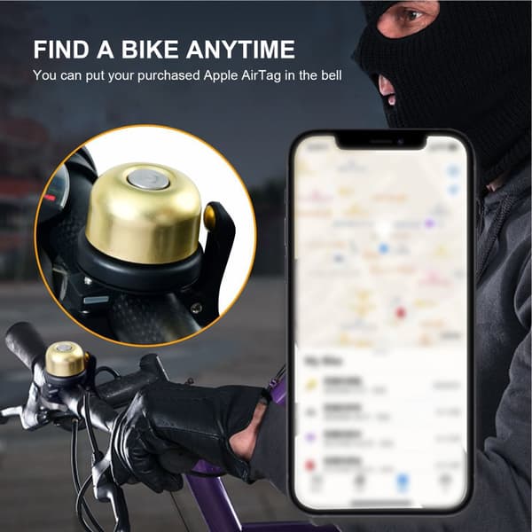 INF Ringeklokke med Airtag holder til cykel Sort