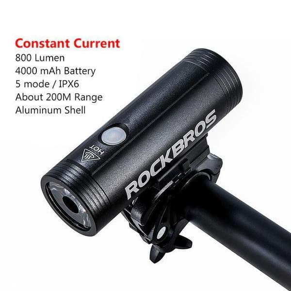 800 lumen 4000mAh uppladdningsbar cykel LED-strålkastare, 200m räckvidd, 5 lägen