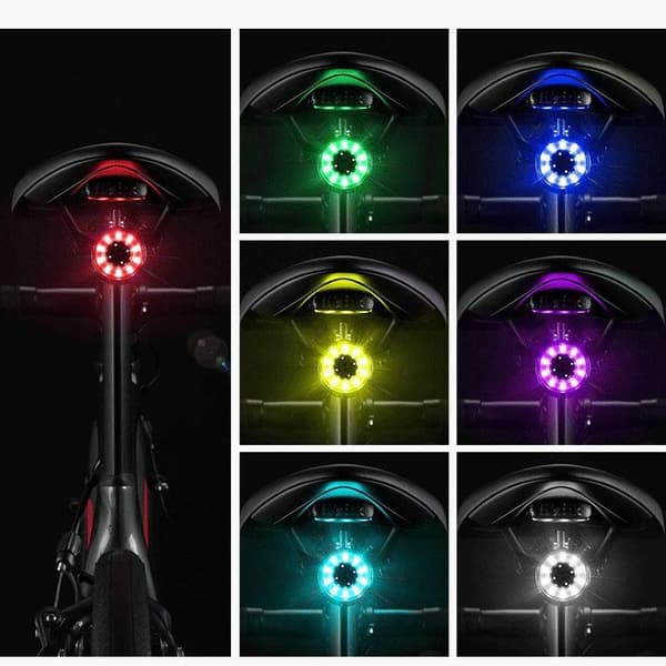 400 lumen 2000mAh 200m 4-läge uppladdningsbar cykel LED-strålkastare, +7-färg bakljus