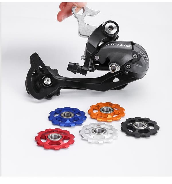 Alu-legering cykelleje jockey hjul styrehjul Sort